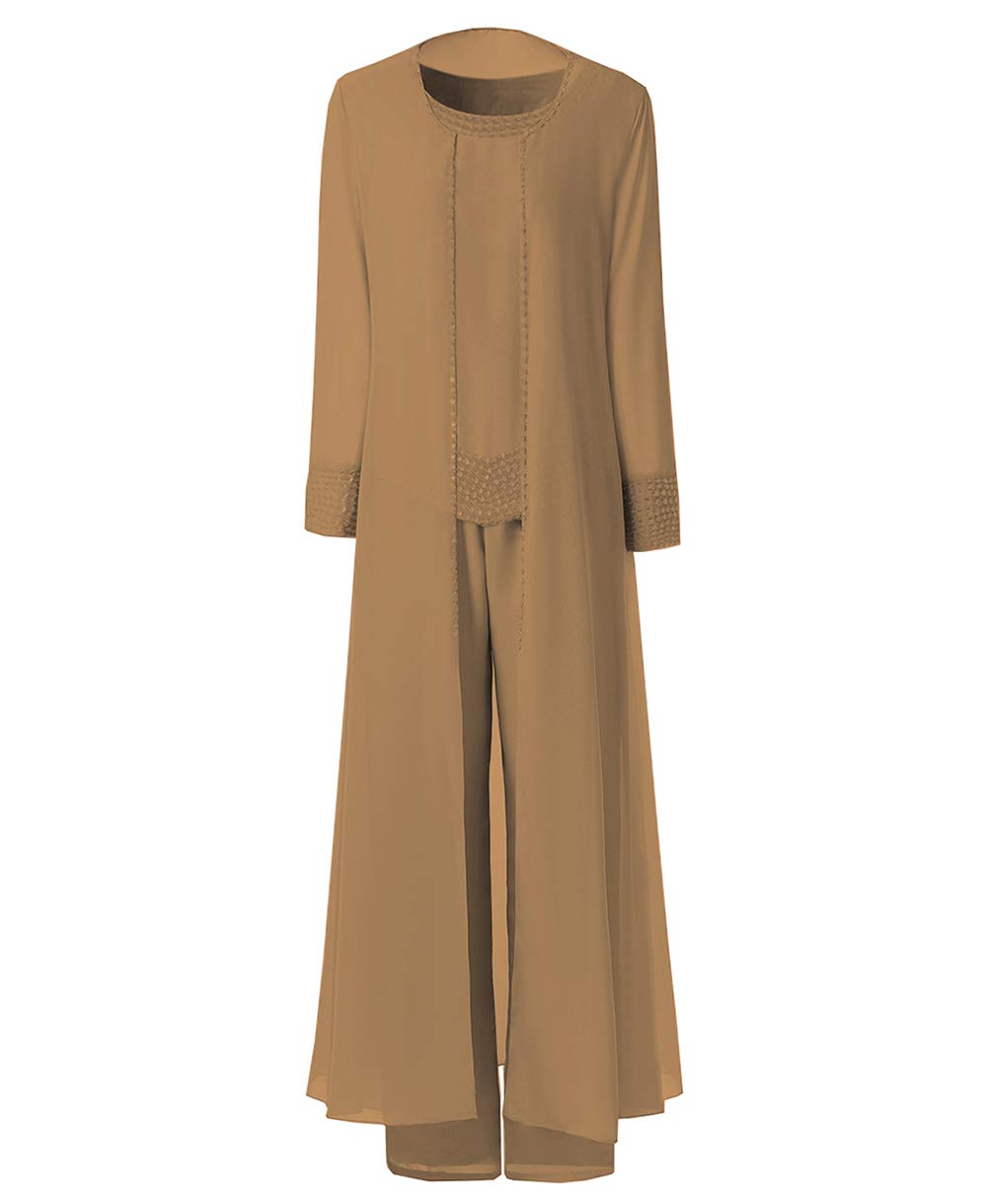 Elegant Beaded Chiffon 3-Piece Jumpsuit for Women - Mother of the Bride Pant Suit with Jacket | Formal Occasion Wedding Guest Outfit
