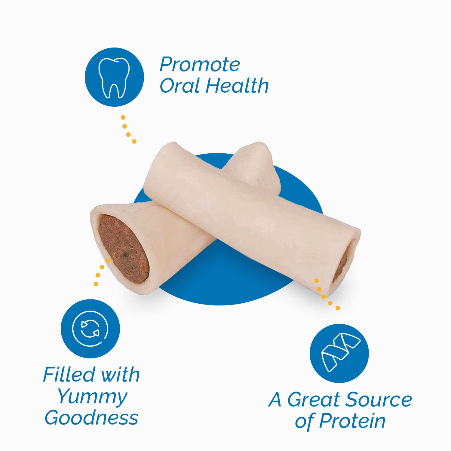 Healthy Peanut Butter Filled Dog Chews - Long Lasting Natural Cow Bone Treats for Medium & Large Dogs (3-4 Inch, 5 Count) | Individually Wrapped | Perfect for Training, Teething & Dental Health