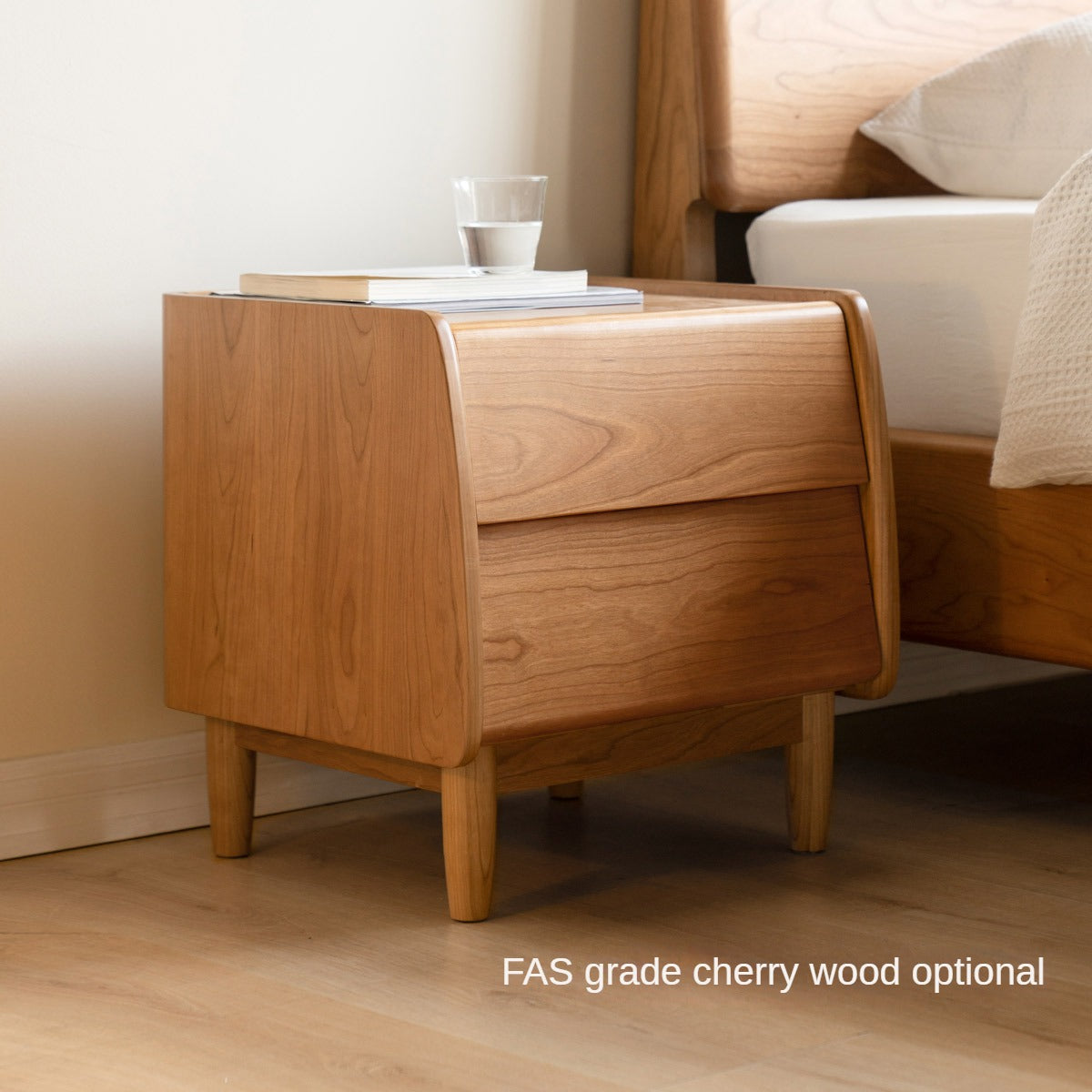 Solid Black Walnut Wood Nightstand - Small Bedside Table with Drawer for Bedroom, Living Room & Office - Natural Wood Furniture for Home Decor