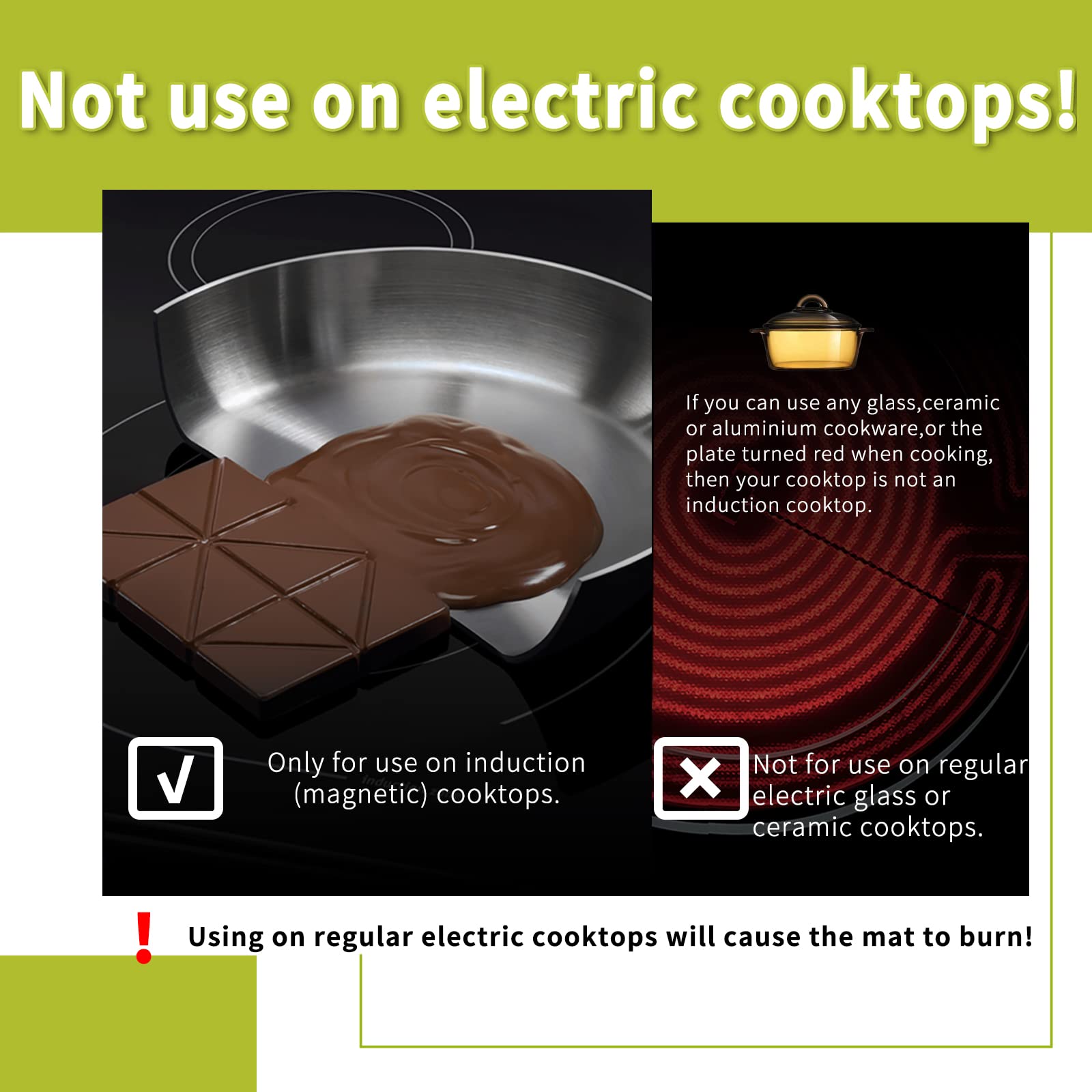 2-Pack Magnetic Induction Cooktop Protector Mats - Heat-Resistant Silicone Stove Cover for Induction Stoves (11 Inch, Logo CK) - Perfect for Kitchen Countertop Protection & Spill Prevention