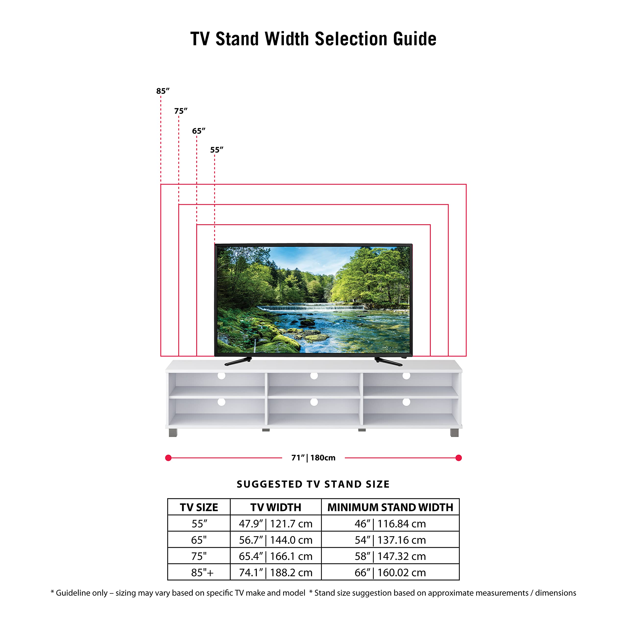 CorLiving Hollywood White Engineered Wood TV Stand with Open Shelves for TVs up to 85