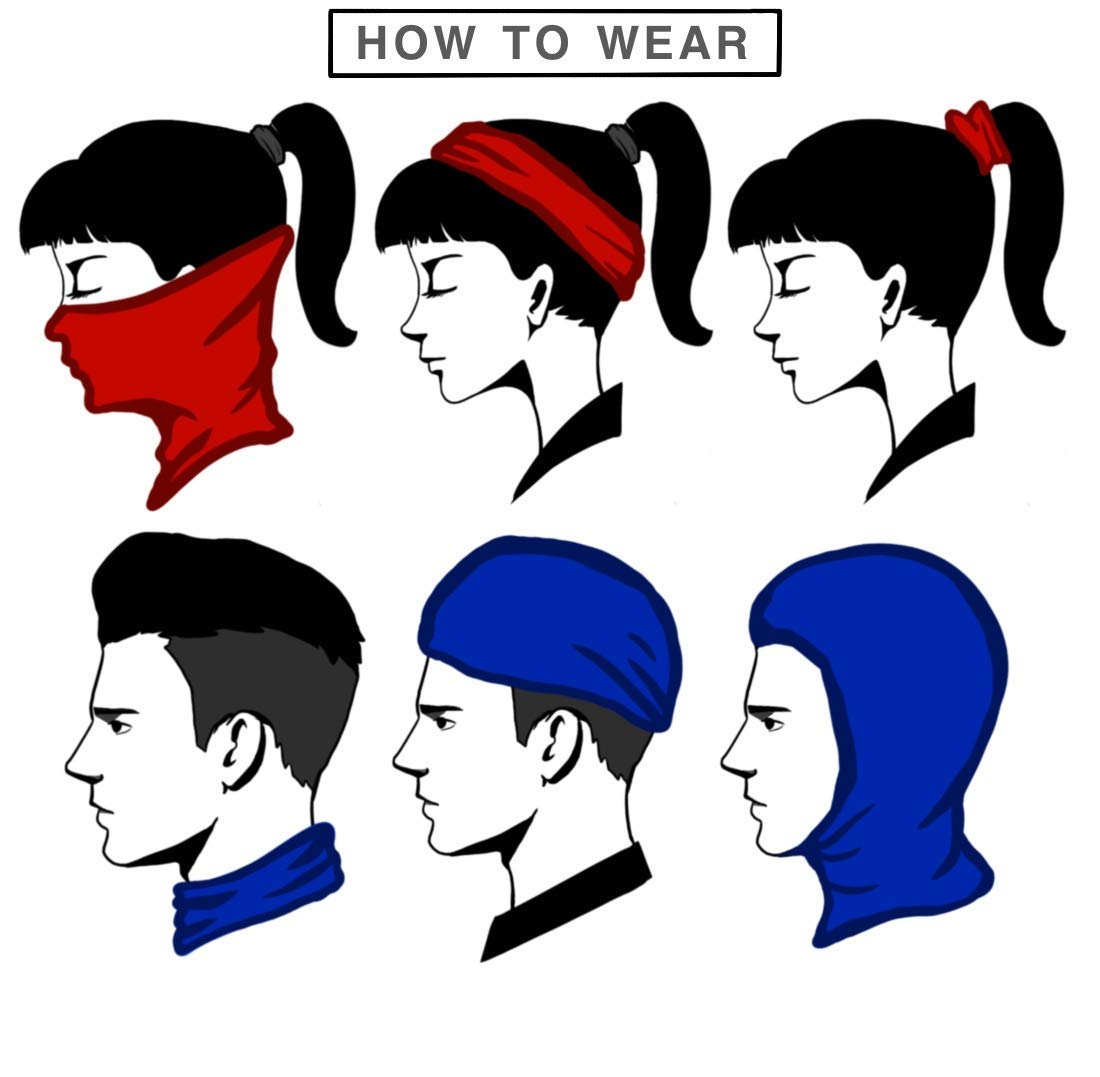 Breathable Bandana Head Wrap - Multi-Purpose Face Scarf, Neck Warmer & Balaclava for Sports, Outdoor Activities & Workouts - UV Protection & Moisture Wicking
