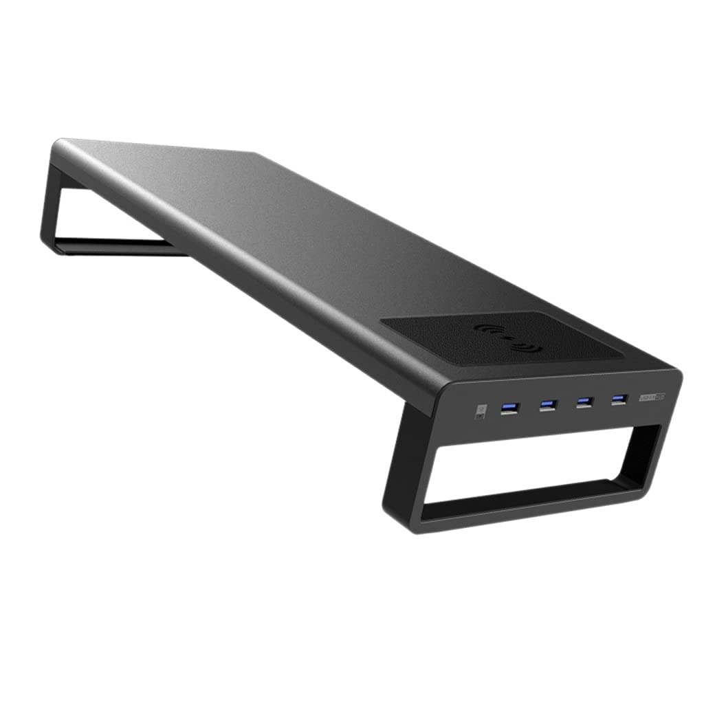 YFSDX Aluminum Alloy Laptop Stand with USB 3.0 Port - Ergonomic Adjustable Notebook Riser for Home Office, Gaming & Travel, Improves Airflow & Posture for MacBook, Dell, HP & More