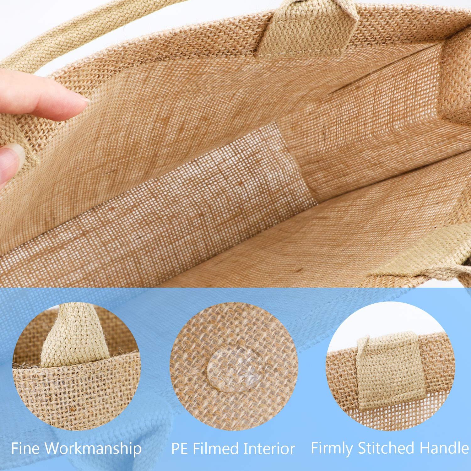 Segarty Jute Tote Bags - 1 Pack Small Burlap Reusable Canvas Gift Bags with Handles | Blank Bulk Tote for Bridesmaid Wedding Favors, Women's Grocery Shopping, Bachelorette Party, Beach Trips & DIY Projects | Perfect for Eco-Friendly Shopping, Gift Giving & Crafting
