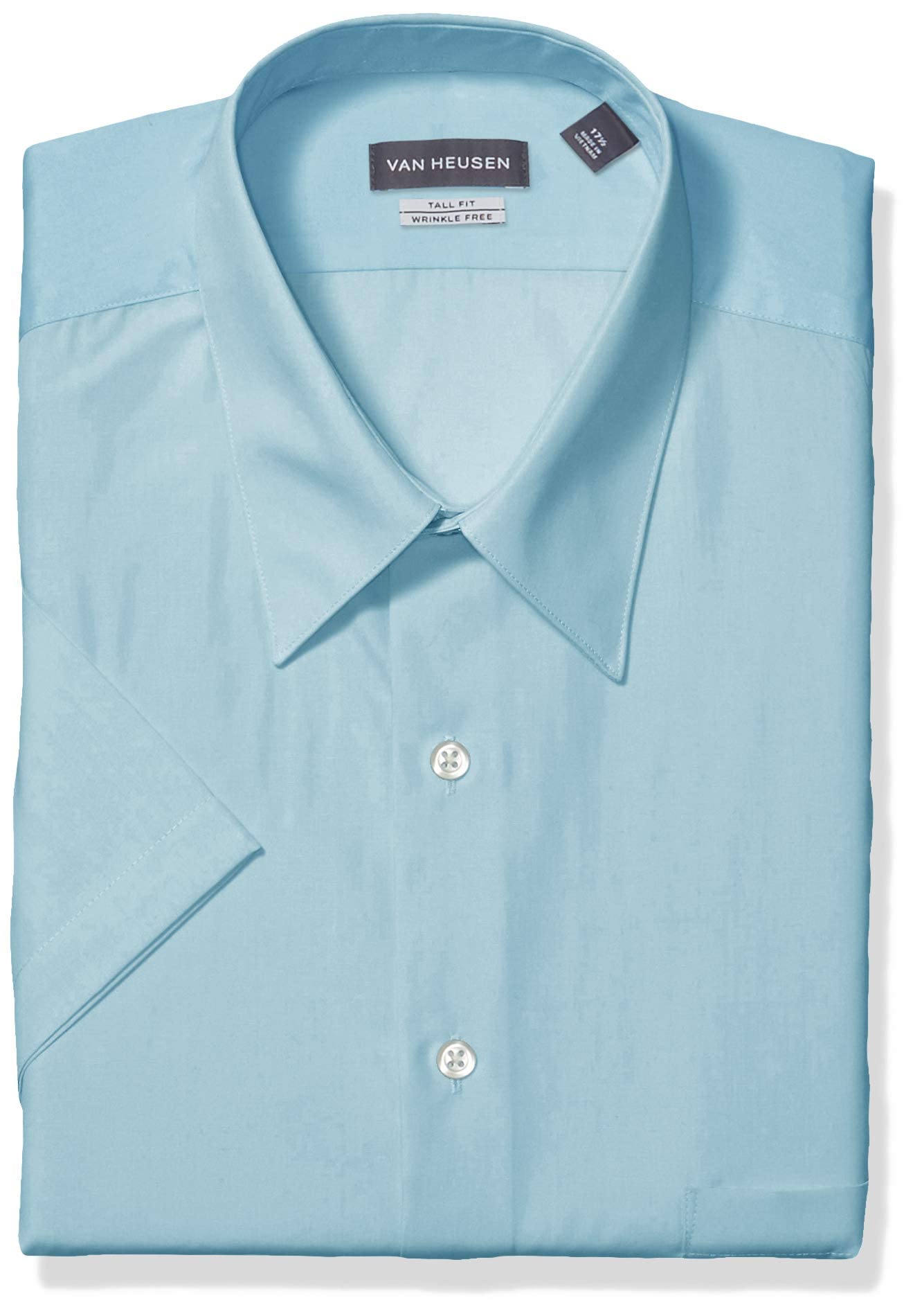 Van Heusen Men's Tall Fit Short Sleeve Dress Shirt - Premium Poplin Solid Formal Shirt for Big & Tall Men - Perfect for Office Wear, Business Meetings & Special Occasions