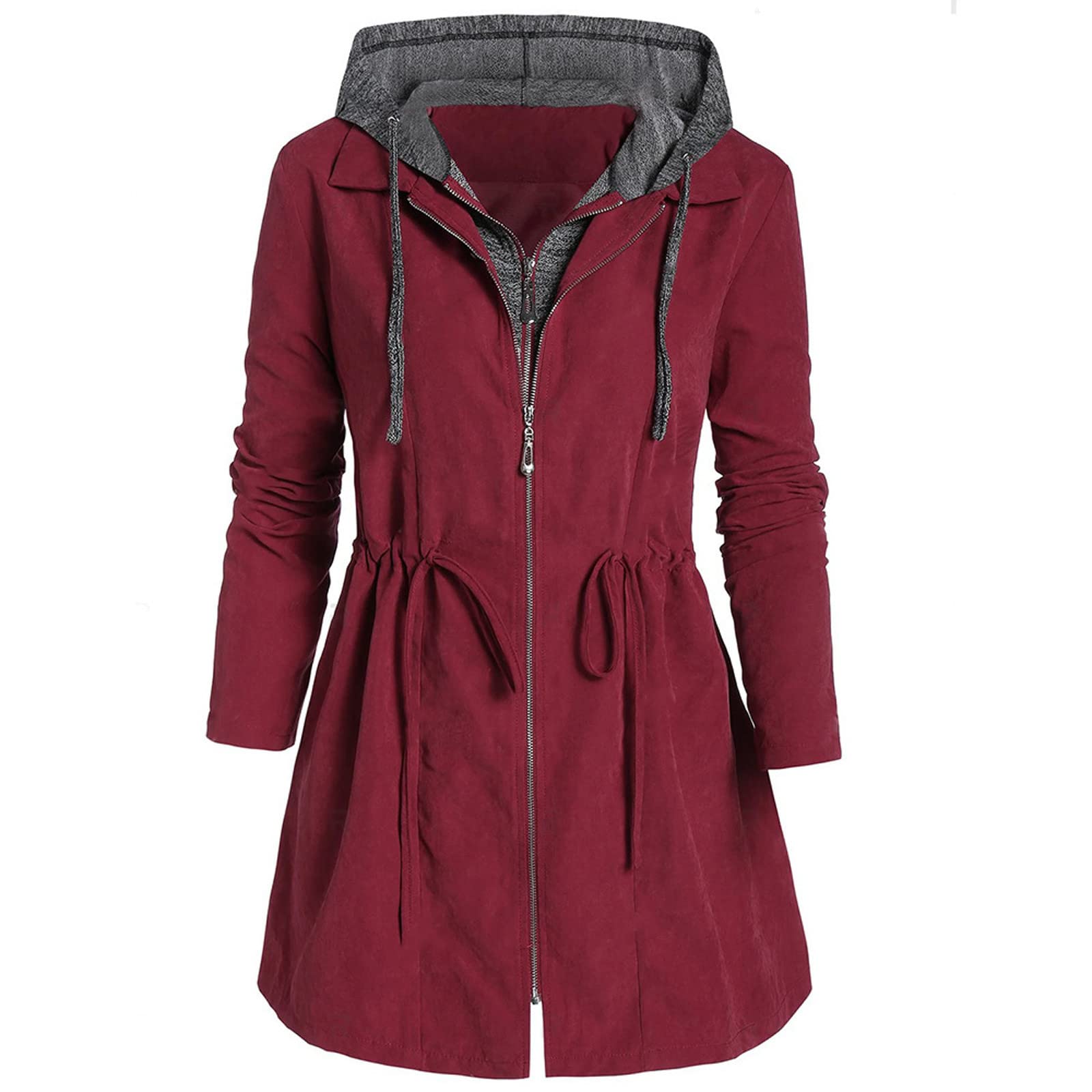 Fashionable Women's Winter Coats - Zippered Patchwork Hooded Sweatshirt Jacket for Cold Weather | Perfect for Outdoor Activities, Casual Wear & Daily Commute