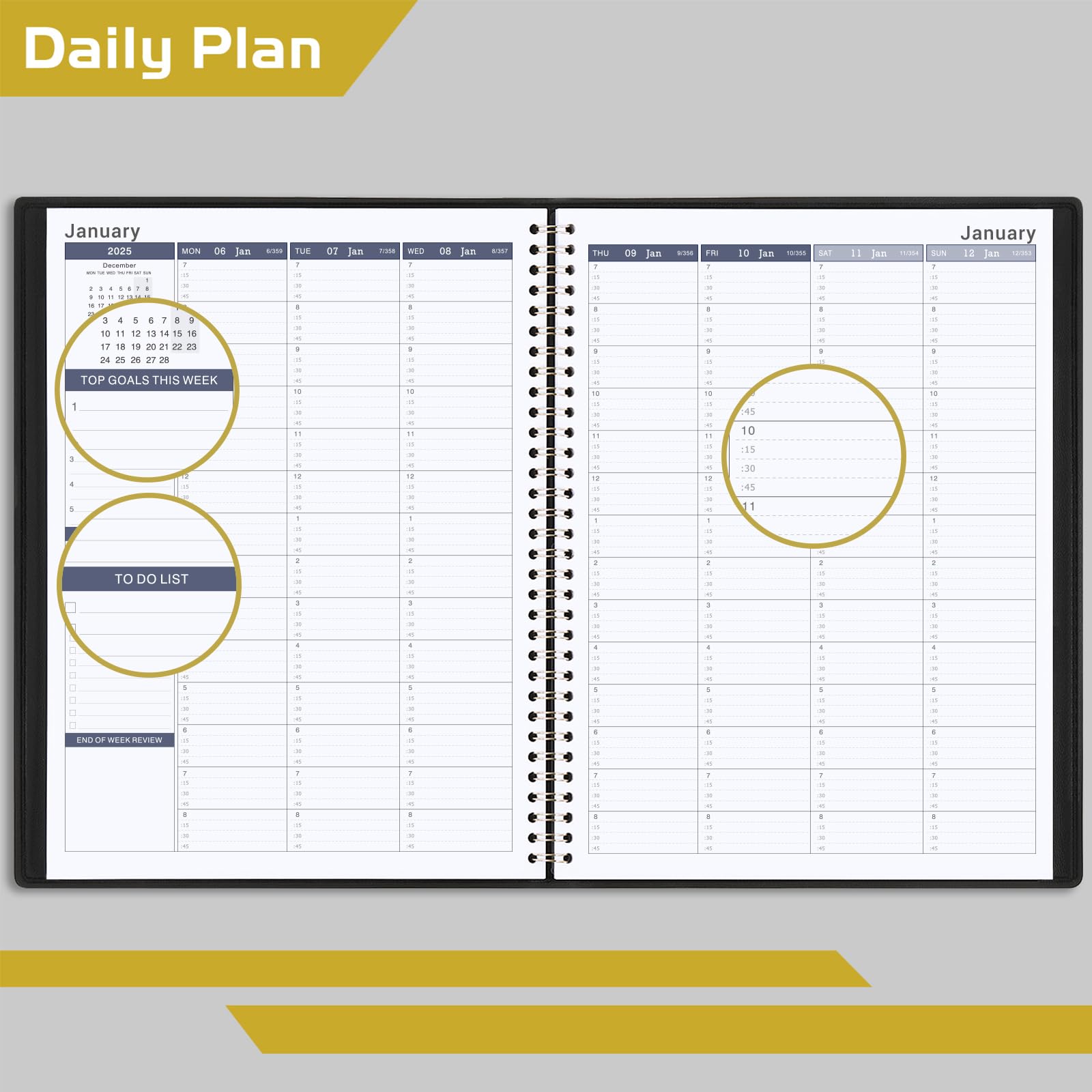 2025-2026 Indeme Weekly Planner | August 2025 to July 2026 A4 Appointment Diary with 15-Minute Intervals | Softcover Hourly Organizer (21.8 x 29 cm, Black) | Perfect for Business Professionals, Students & Time Management