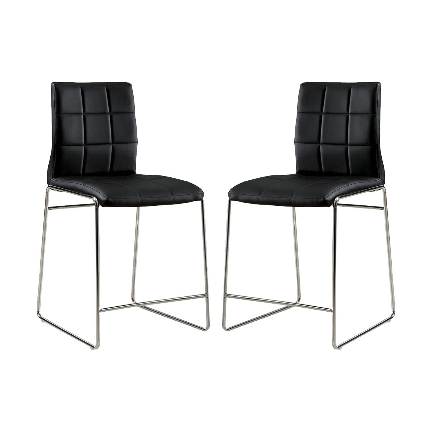 Simple Relax SR03CM8320BK-PC-2PK Modern Dining Chairs Set of 2, Black Upholstered Kitchen Chairs with Padded Seat - Perfect for Dining Room, Kitchen, Breakfast Nook & Small Spaces