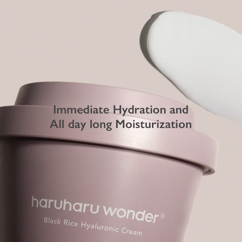 Haruharu Wonder Black Rice Hyaluronic Cream 3.2 fl oz (90ml) - Fermented Facial Moisturizer for Dry Skin | Vegan, Cruelty-Free, EWG Green Certified | Hydrating Face Cream for Day & Night Use | Perfect for Sensitive Skin & Anti-Aging Routine