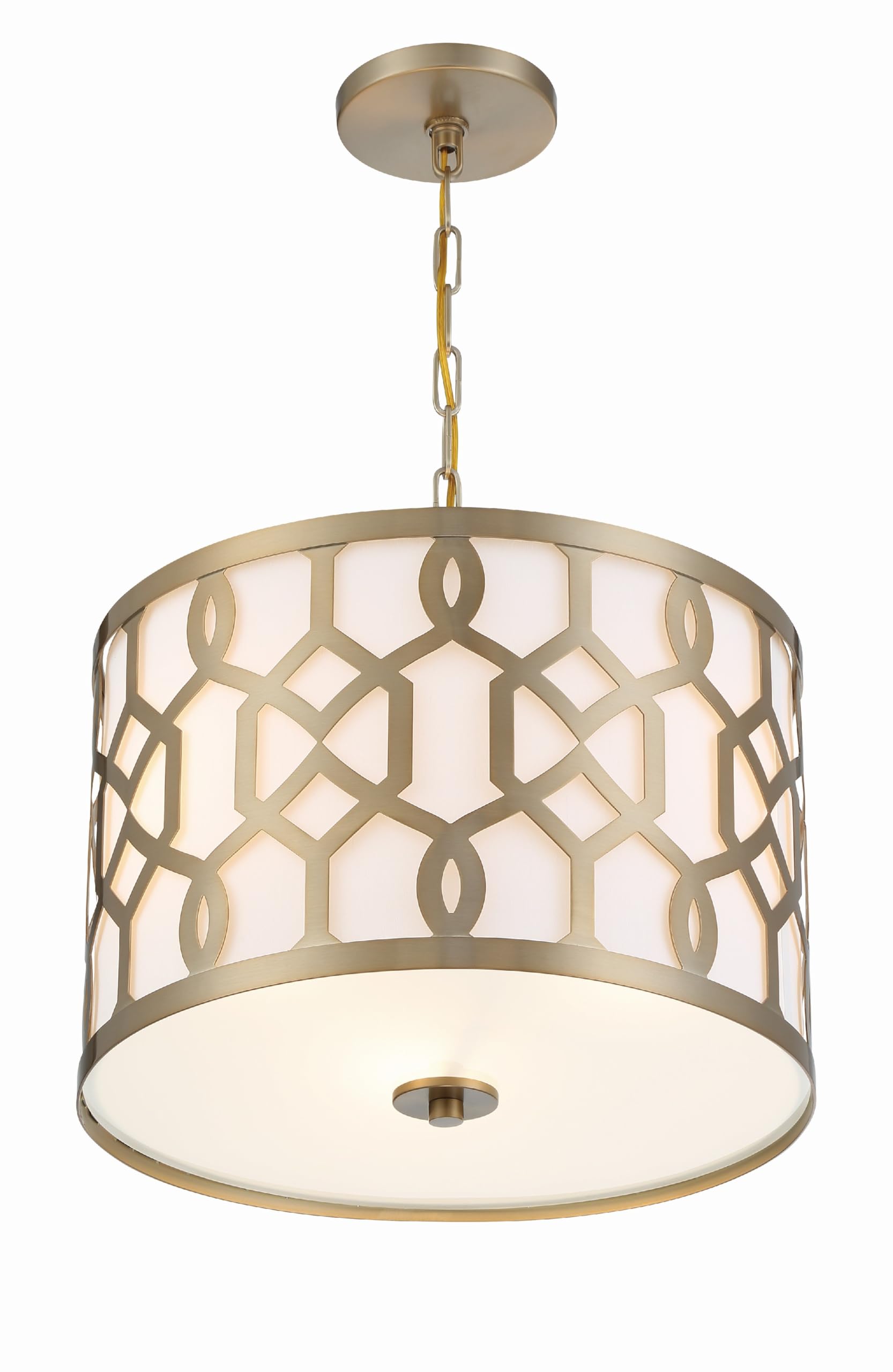 Crystorama Libby Langdon Jennings 3-Light Aged Brass Chandelier - Elegant Dining Room Lighting Fixture for Modern Farmhouse & Traditional Home Decor