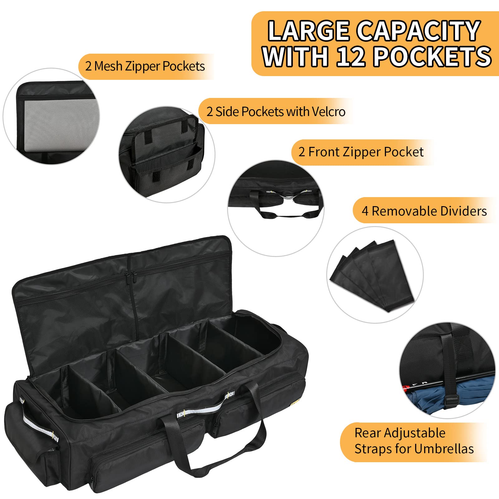 Under Seat Storage Bag for SuperCrew Cab Trucks - Underseat Organizer with 4 Removable Dividers & Anti-Slip Bottom - Truck Tool Box Fits Full Size Crew Cabs - Perfect for Organizing Tools, Gear & Accessories While Driving or Camping