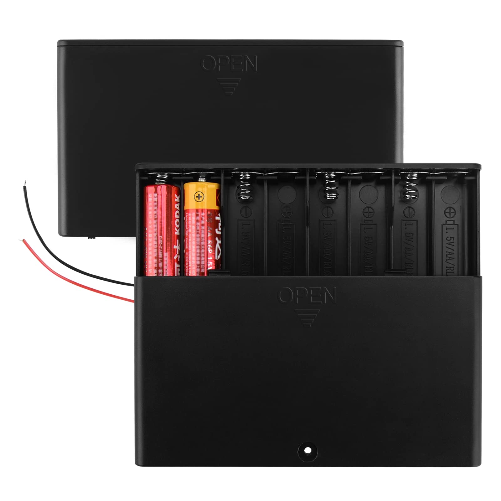 Linkidea 12V Battery Case with On/Off Switch - 8 x AA Battery Holder Box with Wired Leads - Durable Power Supply for Flashlights, Toys & Electronics (2 Pack)