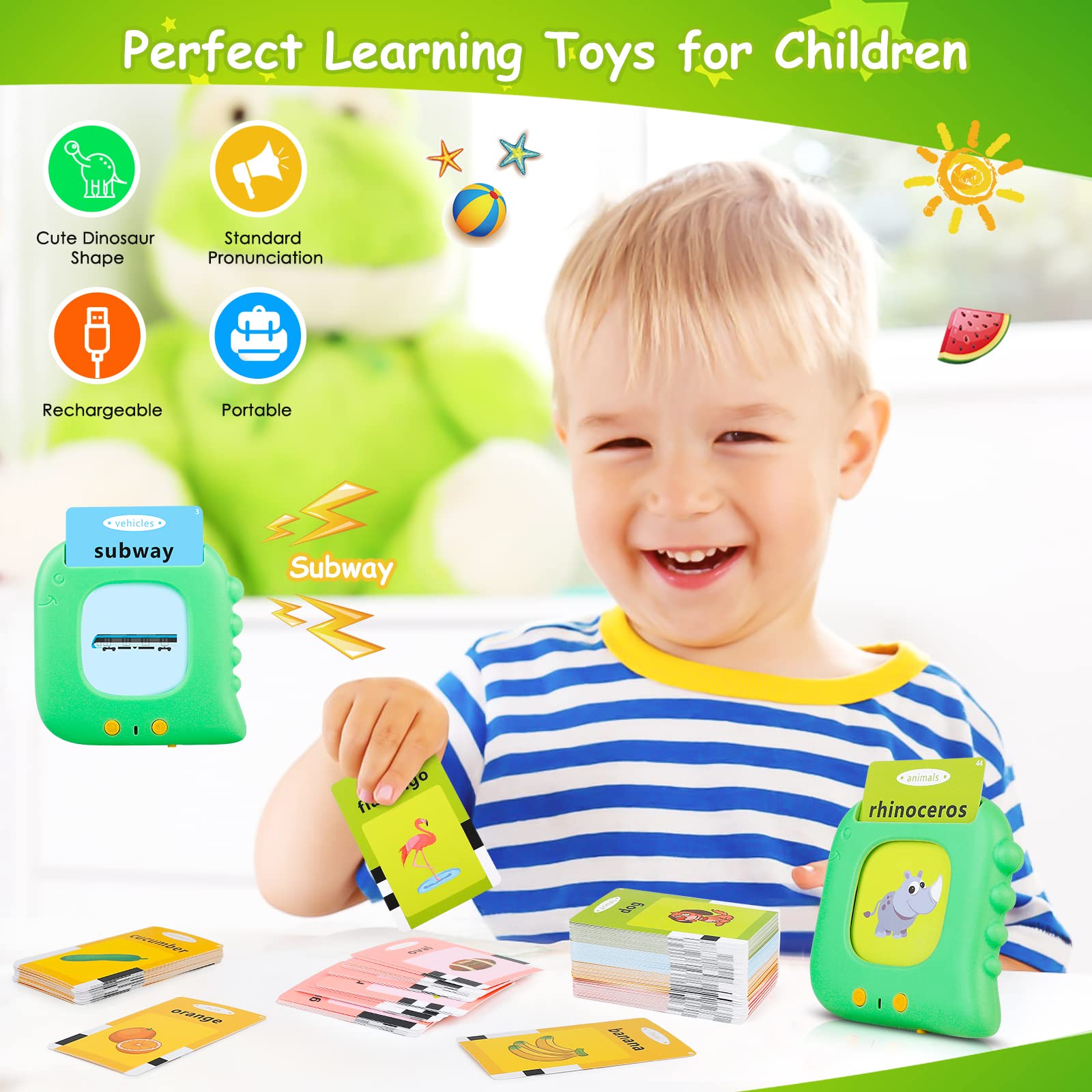 Talking Flash Cards for Toddlers 1-3 Years | Autism Sensory & Montessori Learning Toys with 224 Sight Words | Speech Therapy Toys for Kids 1-5 | Perfect Educational Gift for Boys & Girls | Ideal for Home Learning & Classroom Activities