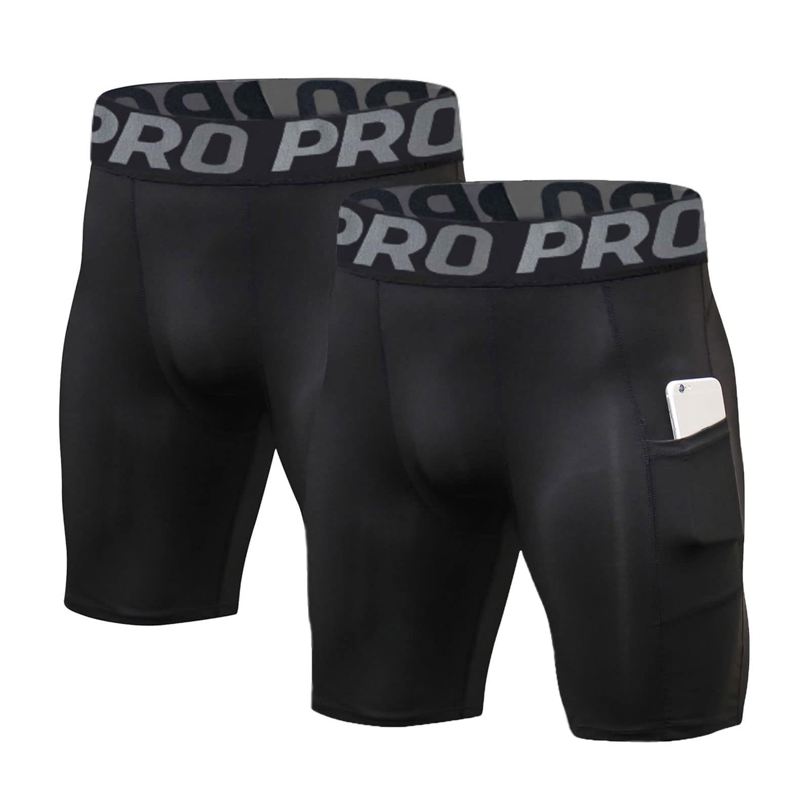 Men's Compression Running Shorts with Phone Pocket - Athletic Spandex Workout Shorts, Moisture-Wicking Cool Dry Baselayer for Running, Gym & Training - Perfect for Jogging, Cycling & Sports Activities