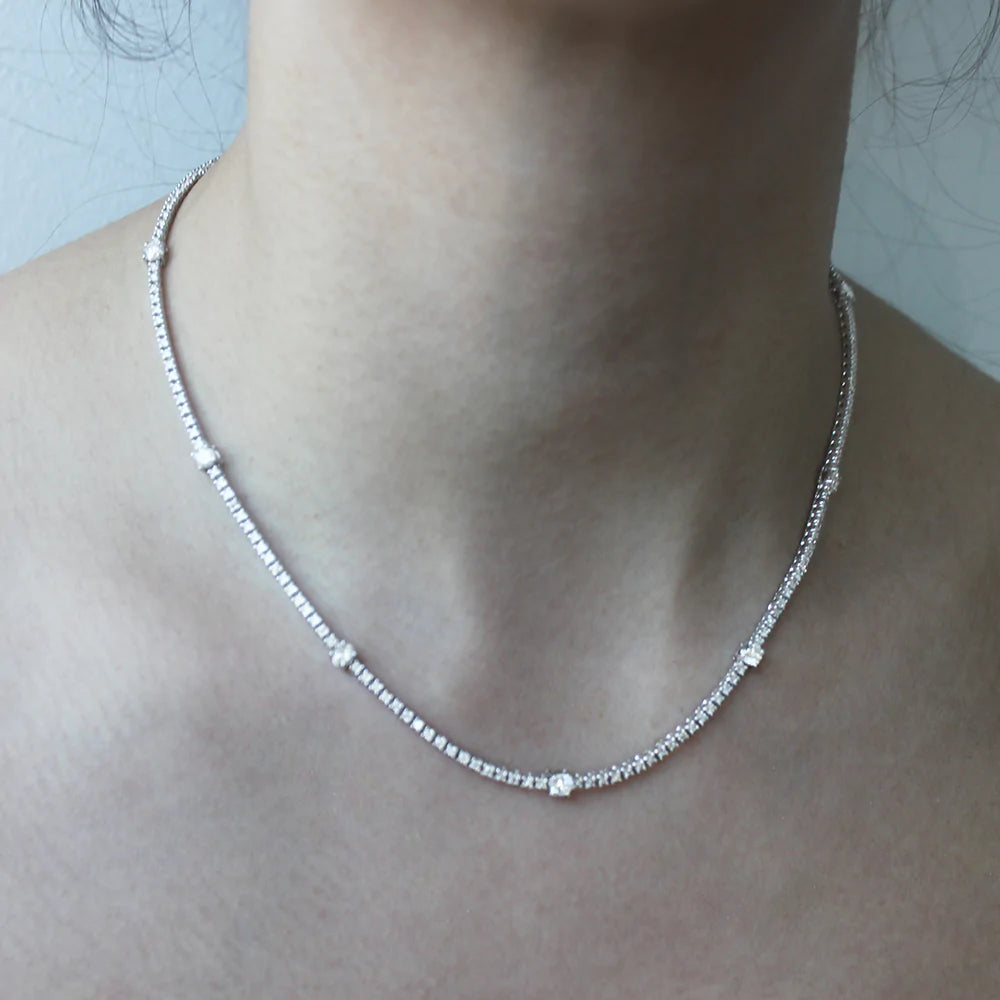 14K Solid Gold Diamond Tennis Necklace - 5.50ct Total Weight (2pt & 18pt Diamonds) | Ready to Ship Luxury Jewelry for Women, Perfect for Weddings, Anniversaries & Special Occasions