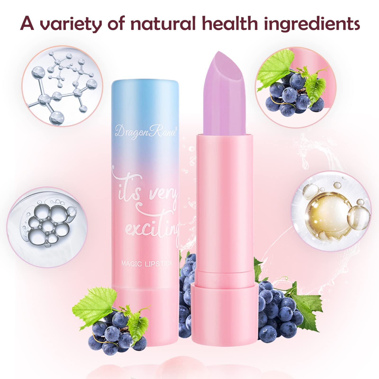 Natural Tinted Lip Balm with Fruit Extracts - Waterproof, Long-Lasting Hydration & Moisturizing Lip Care | Color-Changing Lipstick for Dry, Cracked Lips - Perfect for Daily Wear, Outdoor Activities & Makeup Touch-Ups
