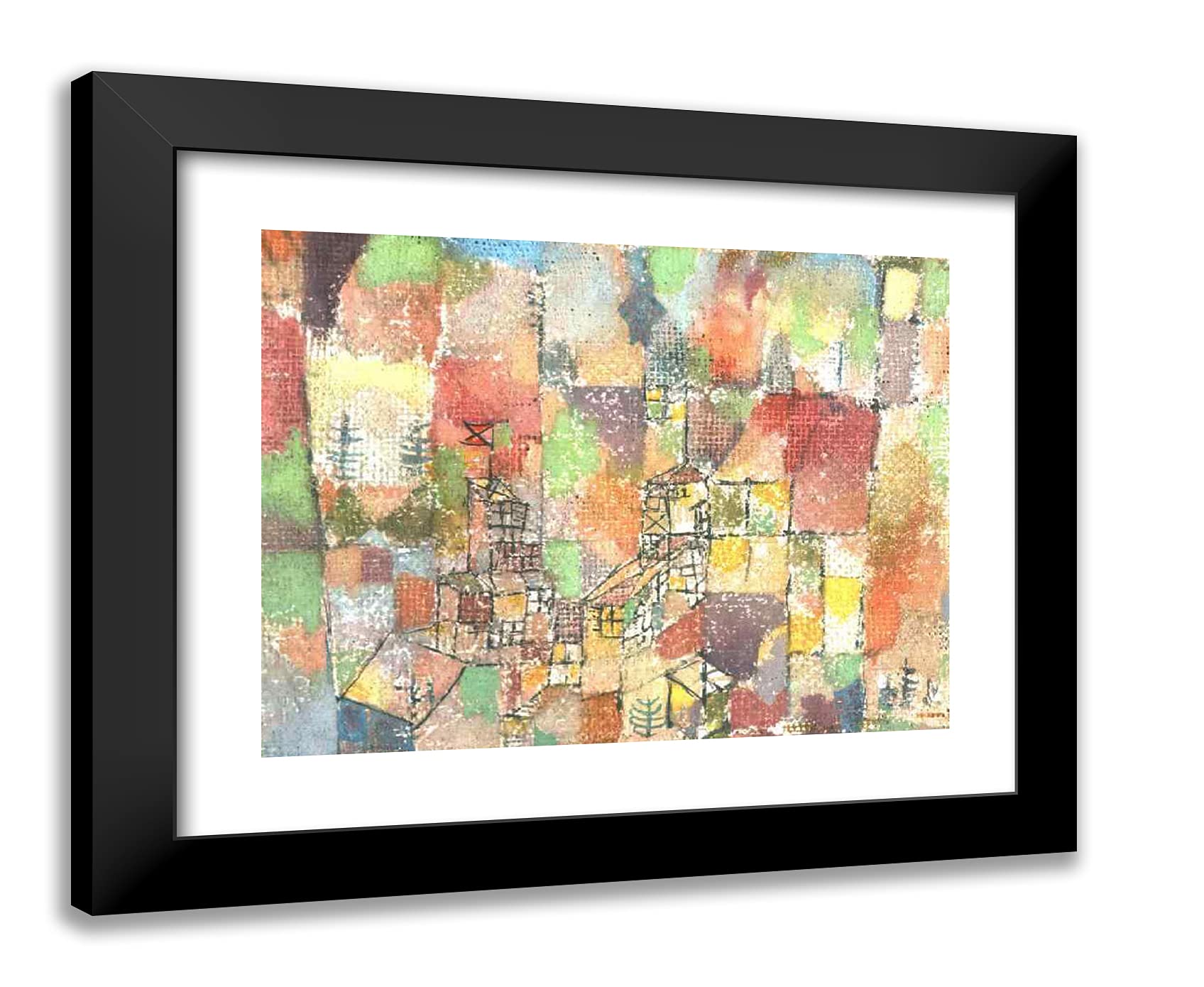 Paul Klee Two Country Houses 24x20 Black Modern Framed Art Print - Perfect for Living Room, Bedroom & Office Wall Decor