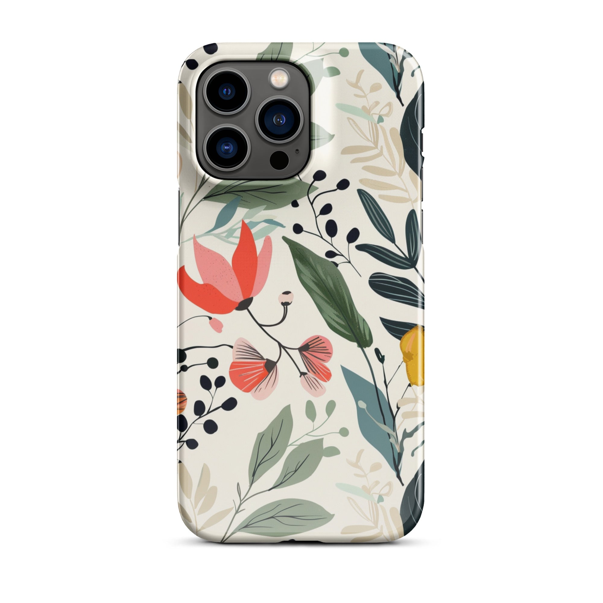 Botanical Leaves iPhone Snap Case - Durable Protective Cover for iPhone 11/12/13/14/15 Pro Max - Nature-Inspired Design - Perfect for Outdoor Adventures & Daily Use