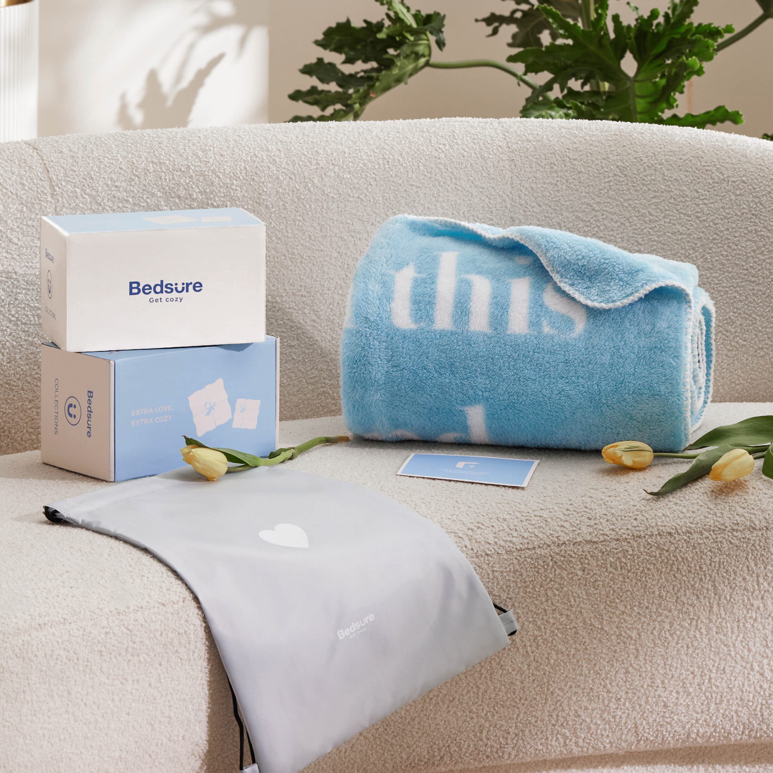 Bedsure Inspirational Healing Blanket for Women - Soft Get Well Gifts, Post-Surgery Recovery Blanket with Uplifting Words, Comforting Cancer Care Blanket for Mom, Elderly & Adults, Blue, 50x60 Inch - Perfect for Hospital Stay, Chemotherapy Comfort & Thoughtful Birthday Gifts