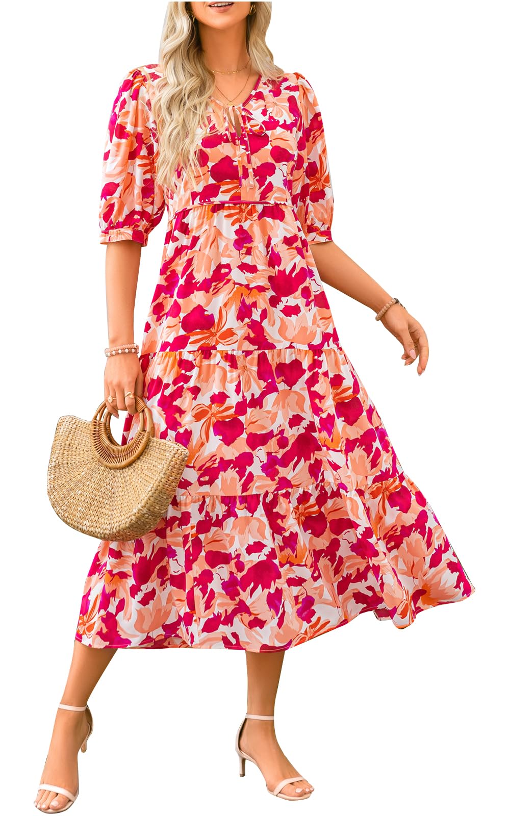 PRETTYGARDEN Women's Floral Maxi Dress - 2024 Summer Boho Sundress, Loose Oversized Flowy Long Dress with Flared Hem | Perfect for Beach Vacation, Casual Outings & Boho Chic Style