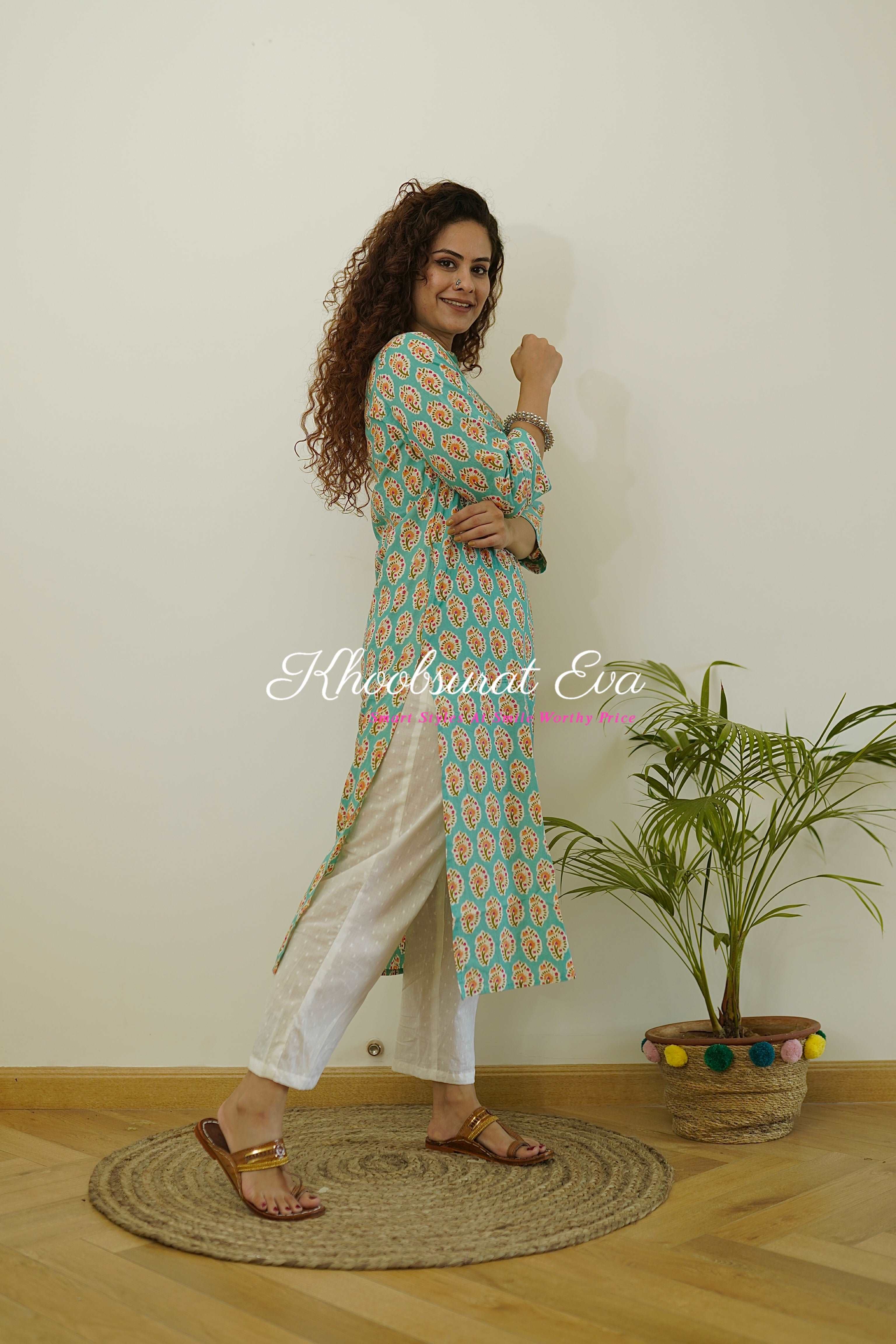 Handmade Block Print Jaipur Cotton Kurta for Women - Traditional Indian Tunic Top for Casual Wear & Festivals | Perfect for Boho, Ethnic & Summer Outfits