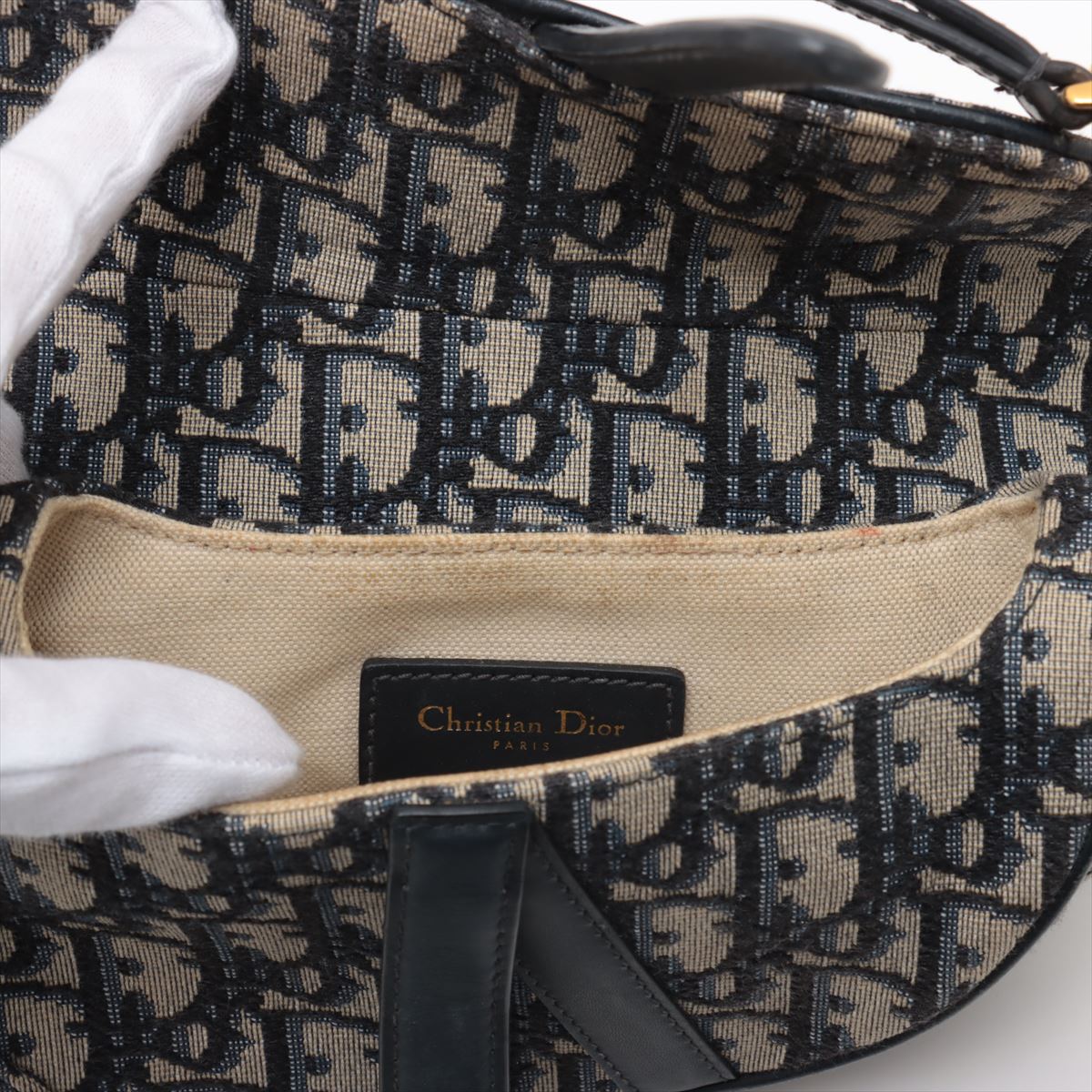 Christian Dior Oblique Saddle Bag in Navy Blue Canvas & Leather - Luxury Designer Crossbody Purse for Women, Perfect for Date Night & Evening Events