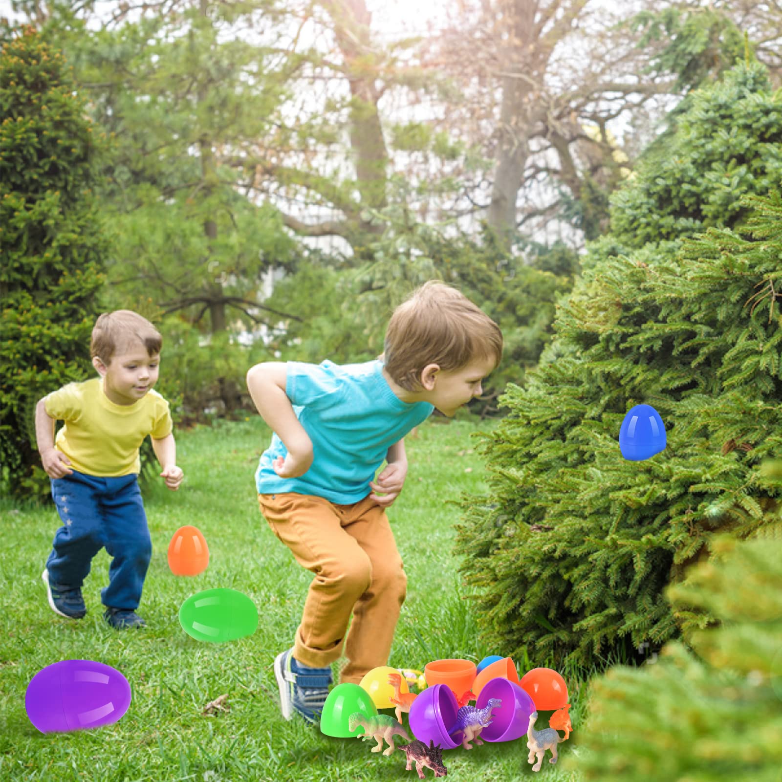 12-Piece Dinosaur Easter Egg Toys for Boys - Fun Easter Basket Stuffers, Kids Easter Gifts with Surprise Toys Inside - Perfect for Easter Egg Hunts, Party Favors & Toddler Gifts