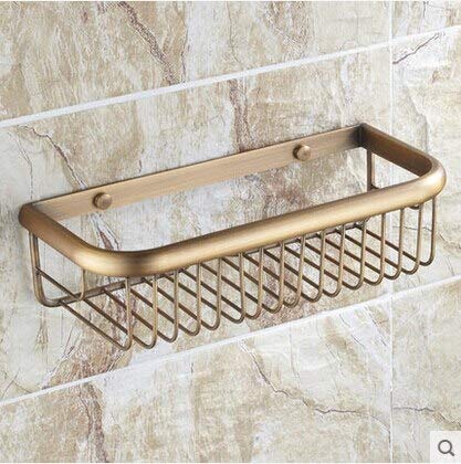 Elegant Brass Wall-Mounted Bathroom Shelf - Bronze Finish Storage Basket & Soap Holder Rack (30cm) - Perfect for Small Bathrooms, Vanity Organizers & Spa-Style Decor