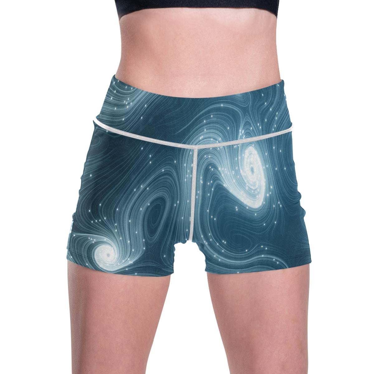 High Waist Yoga Shorts for Women - Marble Space Starry Sky Athletic Workout Shorts | Perfect for Yoga, Gym, Running & Lounge Wear