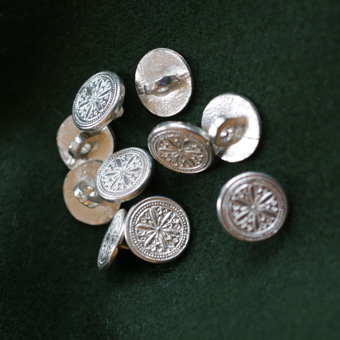 Hex Pewter Buttons 5/8