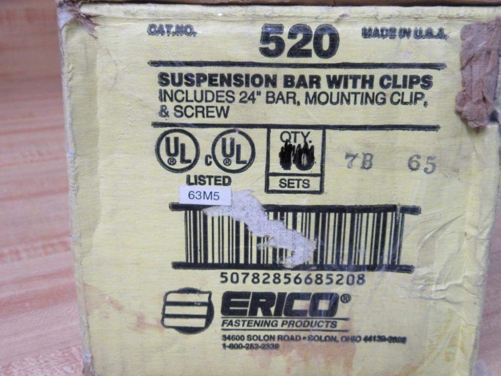 Erico 520 Suspension Bar with Clips - 18 Pack - Heavy Duty Electrical Support for Conduit and Cable Trays - Perfect for Commercial and Industrial Wiring Installations