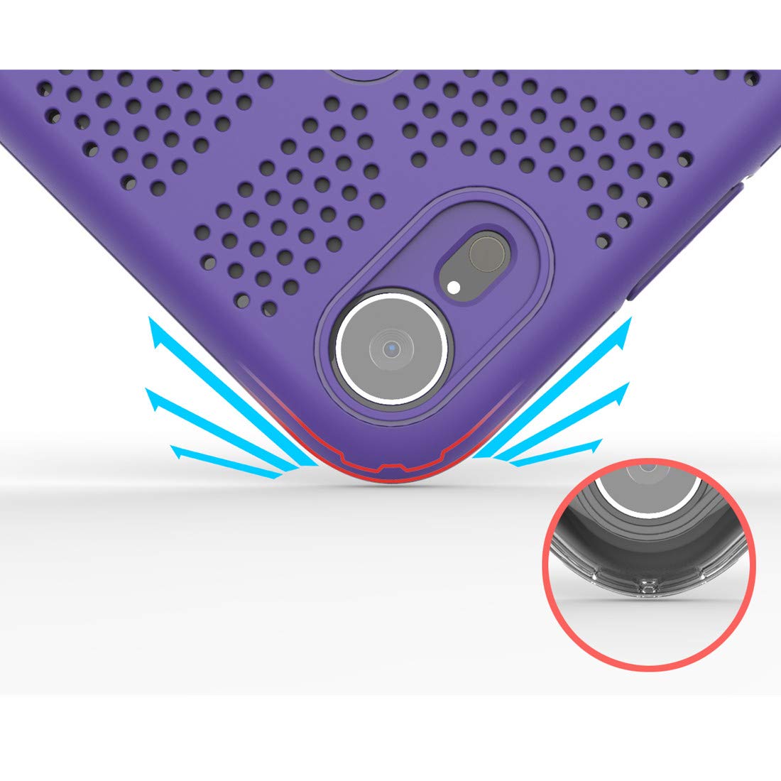 iPhone XR Cooling Phone Case (6.1 Inch 2018) - Breathable Heat Dissipation TPU Protective Cover - Purple | Perfect for Gaming, Outdoor Activities & Hot Weather Use