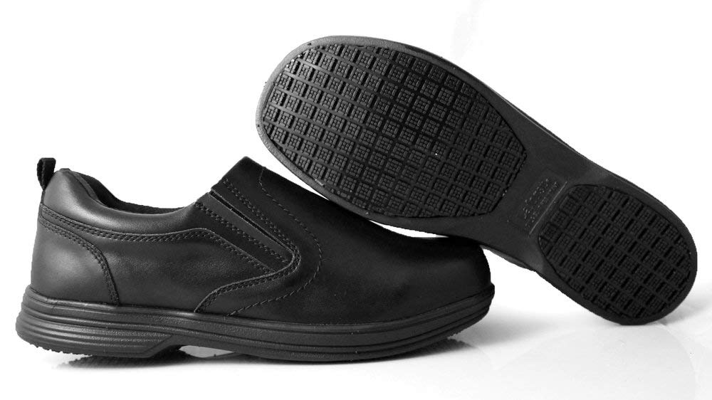 Laforst Men's 8411 Non-Slip Work Shoes - Waterproof & Stain Resistant Microfiber - Comfortable Slip-Resistant Shoes for Restaurant Servers, Chefs & Food Service Workers