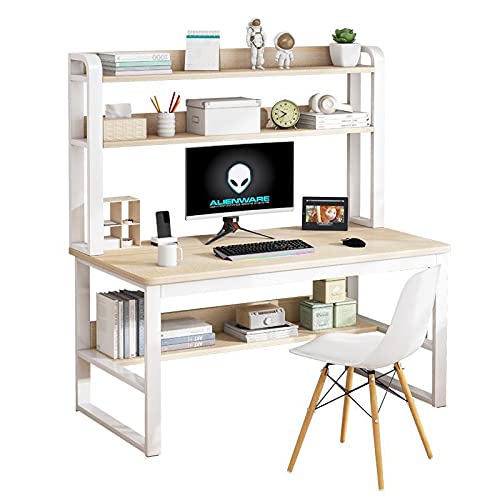 TOMYEUS 80cm Writing Desk with Bookshelf - Home Office Computer Desk, Study Table for Students, Simple & Modern Design for Bedroom or Workspace - Perfect for Remote Work, Online Learning & Small Spaces