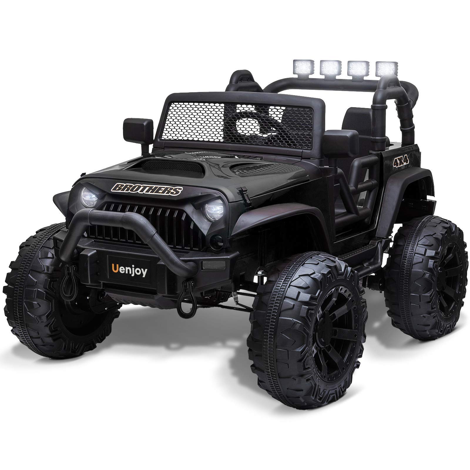 Uenjoy 12V Large Kids Electric Ride-On Car - 2 Seats Battery Powered Motorized Truck with Remote Control, LED Lights, Bluetooth & Music | Wheels Suspension for Smooth Ride | Perfect for Outdoor Play, Birthday Gifts & Family Fun