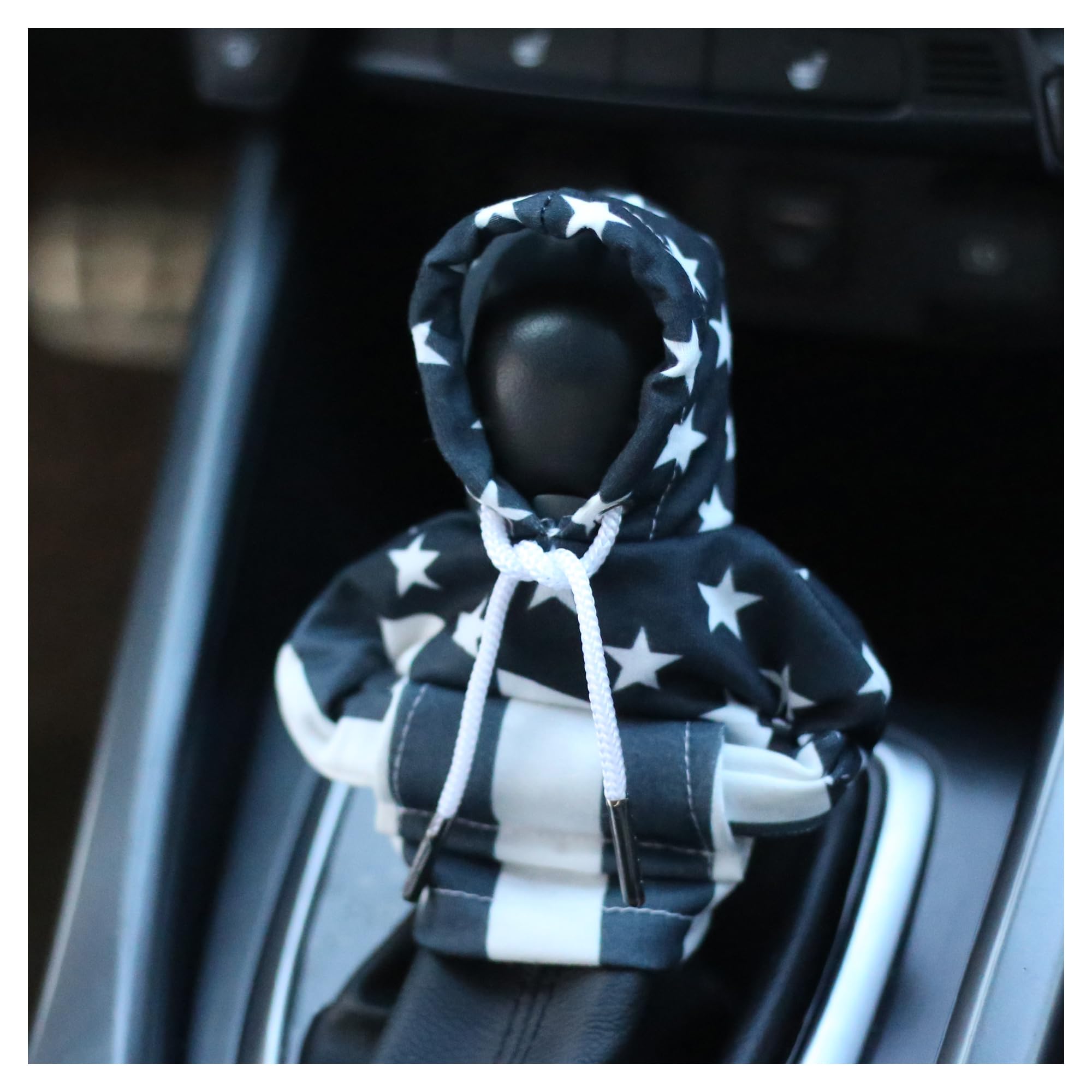 American Flag Car Gear Shift Cover - Universal Shift Knob Hoodie for Cars, Trucks & SUVs | Funny & Stylish Interior Accessory (Black/White) - Perfect for Patriotic Drivers & Road Trips