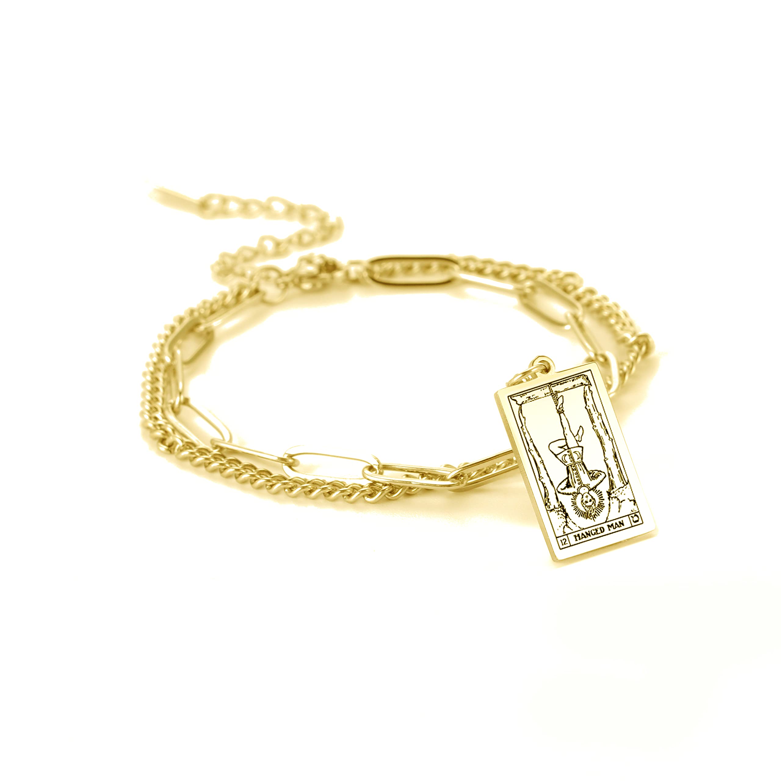 Vintage Tarot Cards Pendant Bracelet for Women - Double Layer Stainless Steel Tarot Bangle with Good Luck Charm, Boho Jewelry Gift for Her | Perfect for Spiritual Healing, Meditation & Witchcraft Accessories