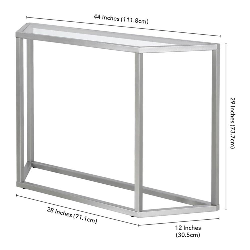 Levi 44'' Wide Silver Trapezoid Console Table - Modern Entryway, Living Room, or Hallway Decor for Stylish Home Interiors