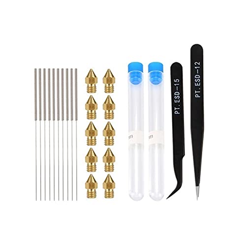 XIAOMINDIAN 27 Pcs 3D Printer Nozzle Kit - MK8 Brass Extruder Nozzles (0.8mm) with Cleaning Needle & Tweezers - Perfect for Ender 3, CR-10, Anet A8 3D Printers - Ideal for High-Precision Printing & Maintenance