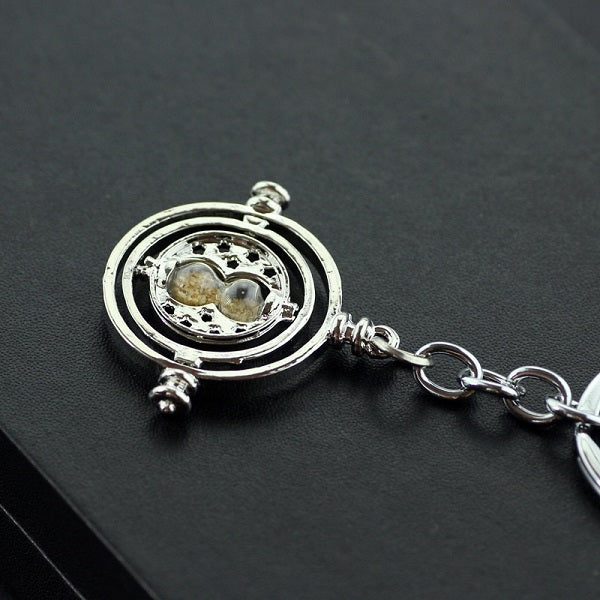 Time Turner Keychain Sand Timer - Harry Potter Inspired Hourglass Necklace for Cosplay, Gift & Collectible - Perfect for Wizards, Fans & Fantasy Lovers