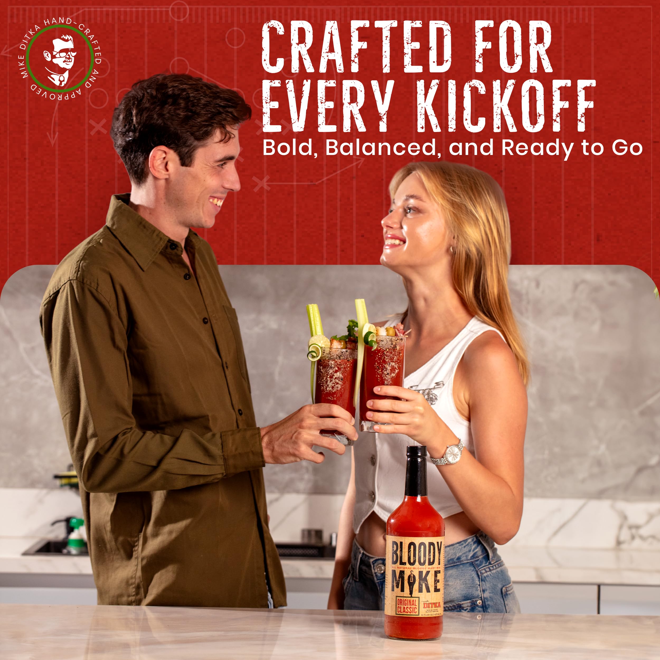 Bloody Mike Original Classic Bloody Mary Mix - Gluten Free Cocktail Mixer (2 Bottles) | Perfect for Brunch, Parties & Home Bars - Mike Ditka Approved