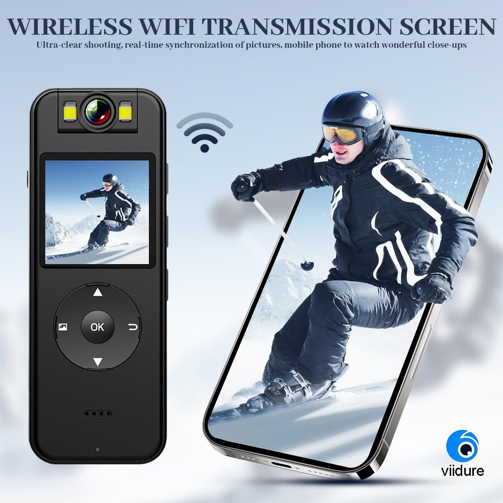 Hapihom 4K Ultra HD Action Camera with Rotating Lens, Anti-Shake Waterproof Sports Camera - 1400mAh Battery, Wide Angle for Underwater Diving, Surfing, Skiing & Extreme Sports Recording