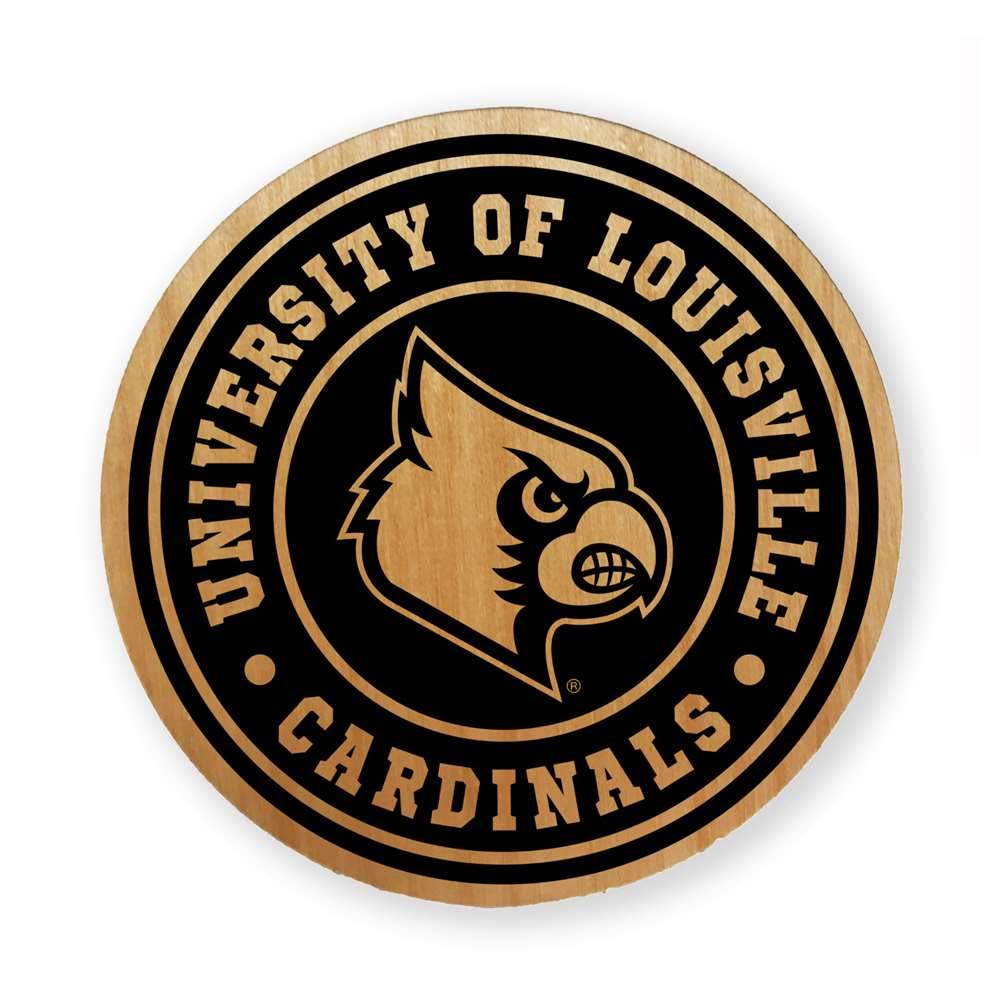 NCAA Alderwood Round Coasters Set of 4 - Premium Wooden Drink Coasters for Beer, Wine & Coffee - Perfect for Game Day, Home Bar & Office Decor