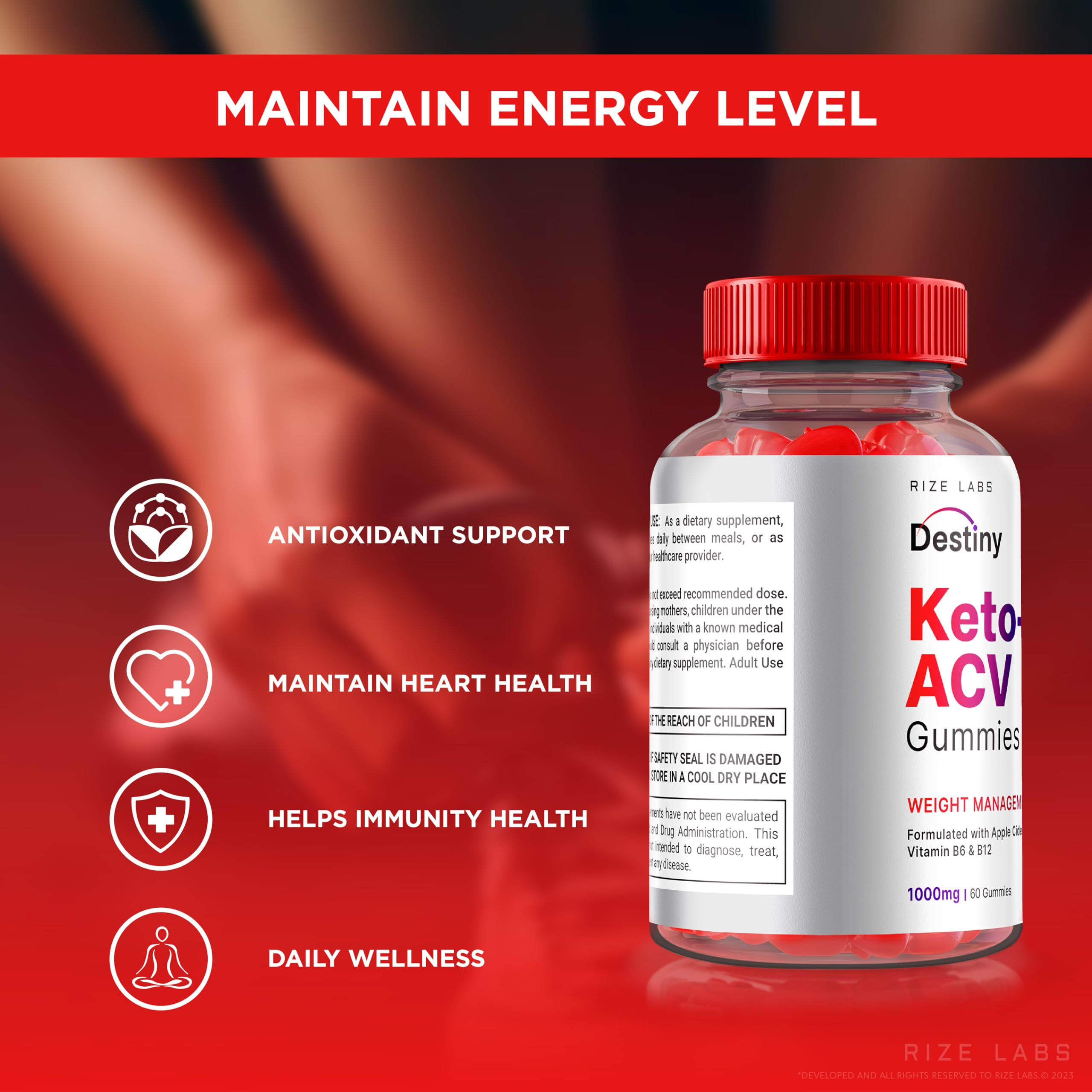 Destiny Keto+ ACV Gummies - Advanced Apple Cider Vinegar Weight Loss Supplement (60 Count) | Supports Ketosis, Metabolism & Appetite Control | Perfect for Keto Diet & Healthy Lifestyle