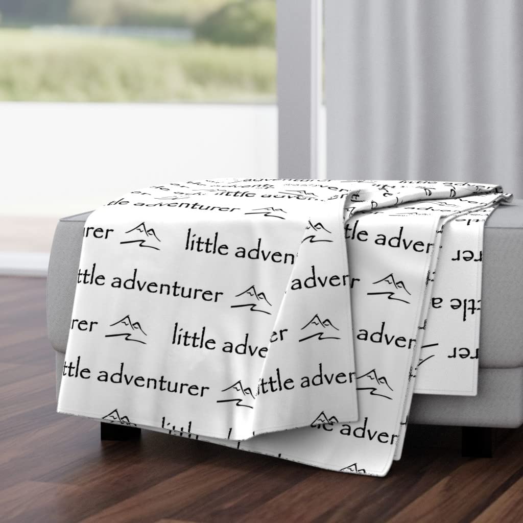 Soft Plush Minky Throw Blanket 50x70 Inches - Little Adventurer Nursery Blanket with Black & White Woodland Mountain Adventure Print | Cozy Baby Shower Gift, Nursery Decor, Couch Throw