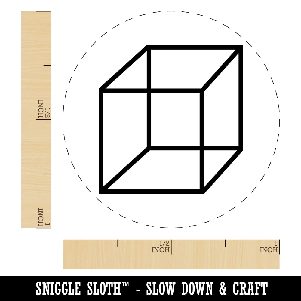 1 Inch Medium Cube Box Outline Self-Inking Rubber Stamp - Black Ink Stamper for Crafting, Scrapbooking, Planner Decoration & DIY Projects - Perfect for Journals, Cards, Gift Wrapping and Office Use