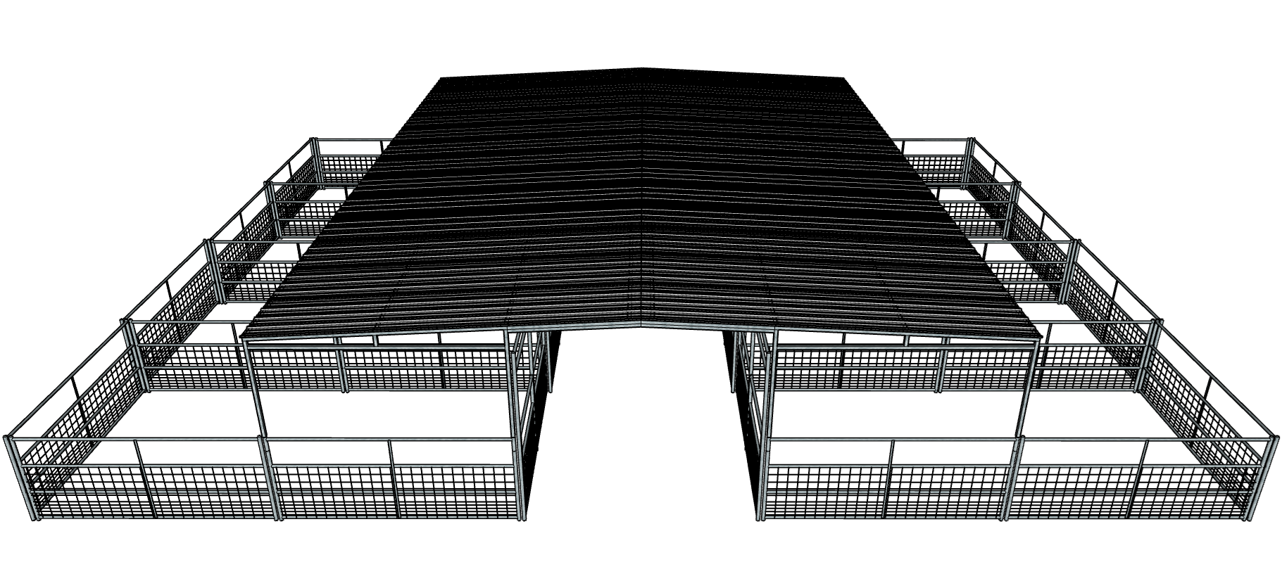 8 Stall Horse Barn Kit - 50ft x 40ft Galvanized Steel 4-Rail Fence with Mesh & 30ft Gable Roof | Durable Stable for Horses, Livestock Shelter, Ranch & Farm Use