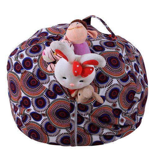 Kids Bean Bag Chair Cover - Soft Stuffed Animal Storage Organizer with 3 Sizes & 8 Patterns (Mandala, 27
