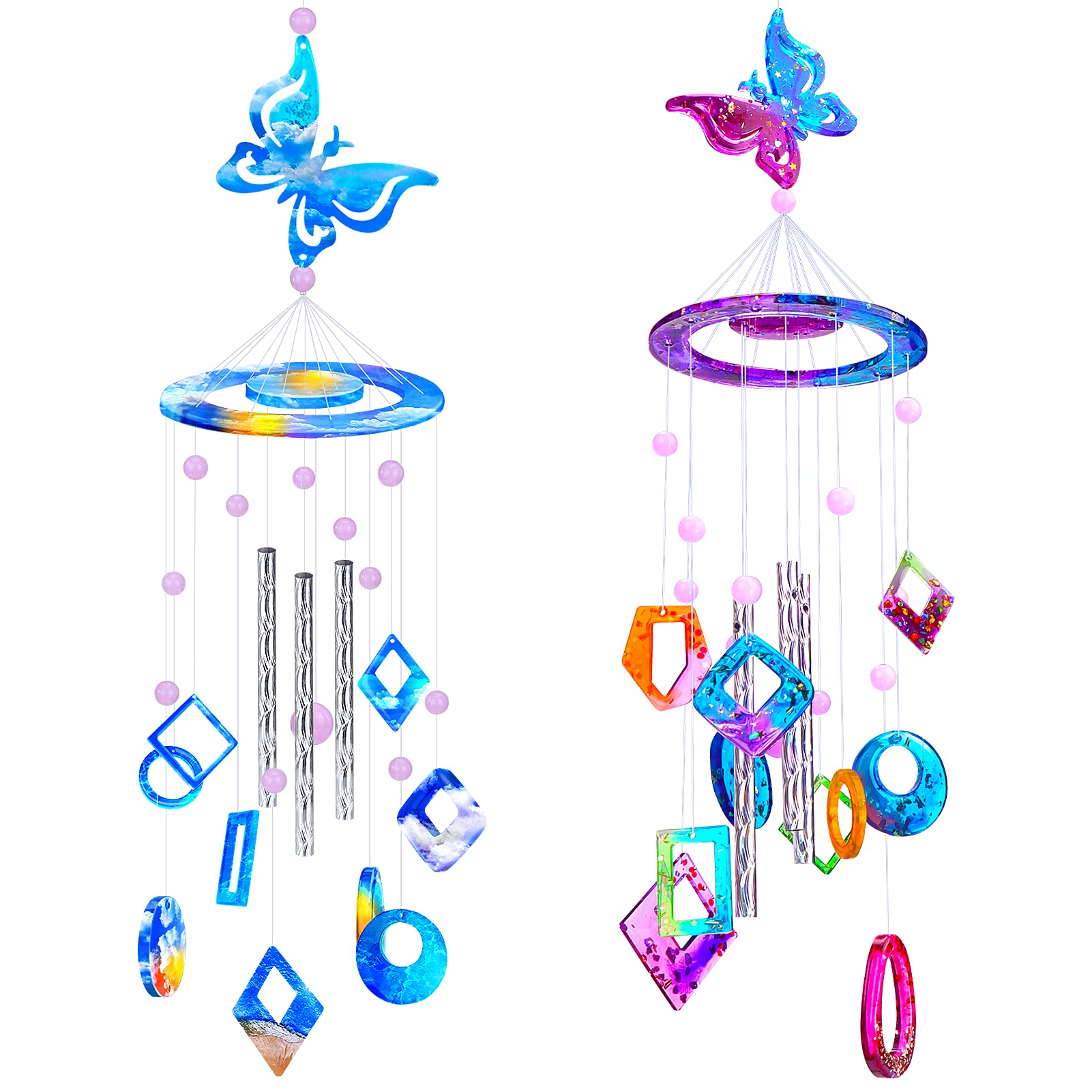 62pcs Butterfly Wind Chimes Silicone Resin Molds Kit - DIY Epoxy Casting Molds for Home Decor, Garden Wind Bell Making - Perfect for Crafting, Wedding Decorations & Outdoor Ornaments