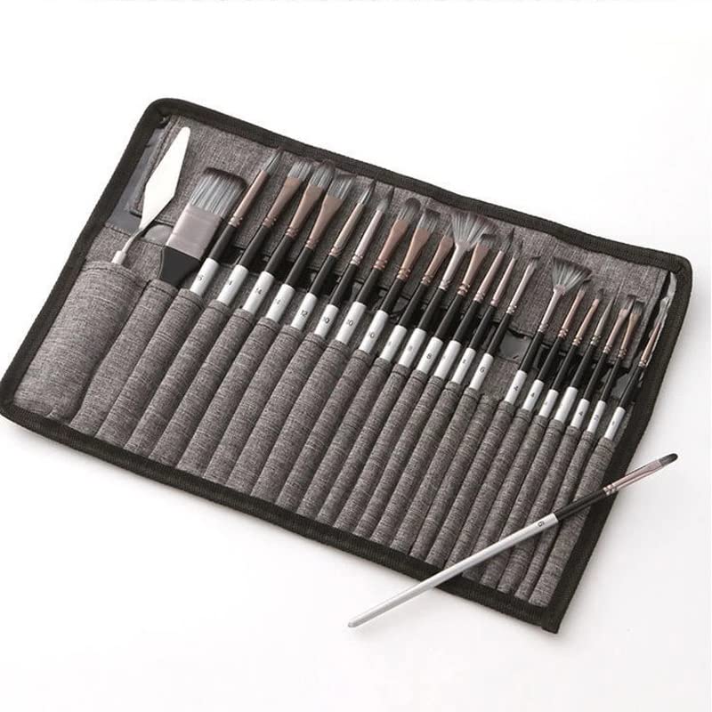 Premium Nylon & Wool Watercolor Brushes with Wooden Handle - 24-Piece Set for Artists & Beginners - Perfect for Watercolor, Gouache & Acrylic Painting